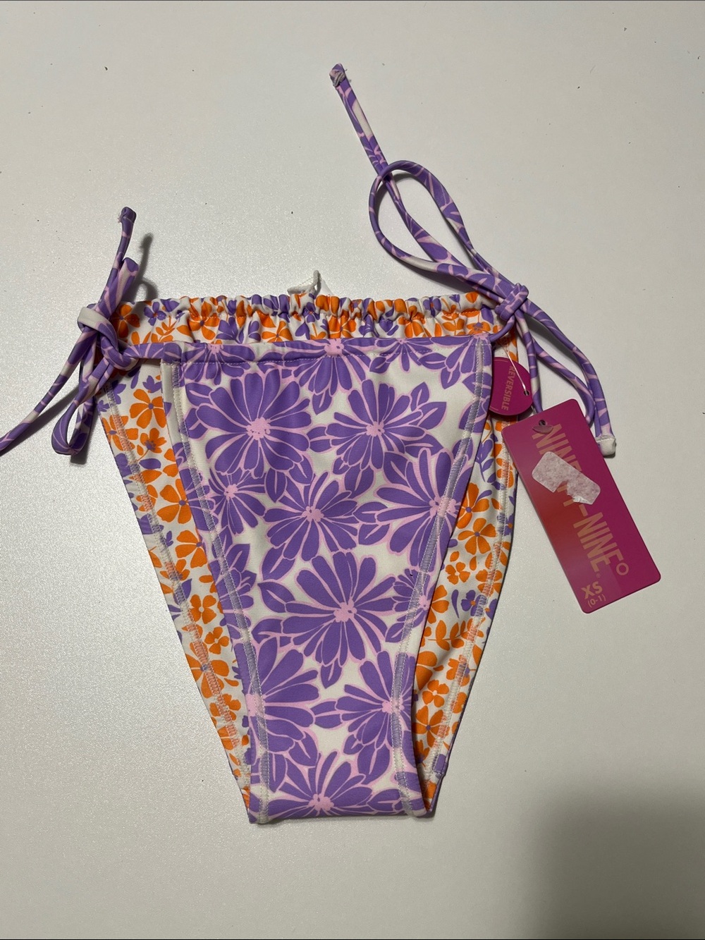 Ninety-Nine woman reversible floral  Tie-Side Bikini Bottoms - XS